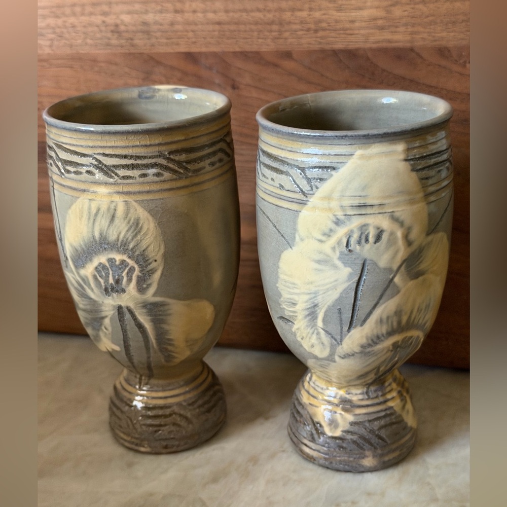 Artisan floral chalices or cups